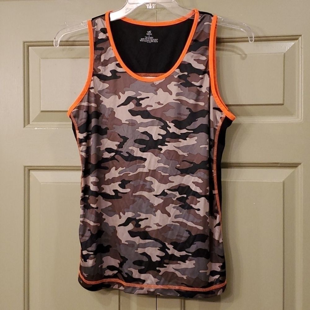 Zone Pro camouflage and orange hunting tank top